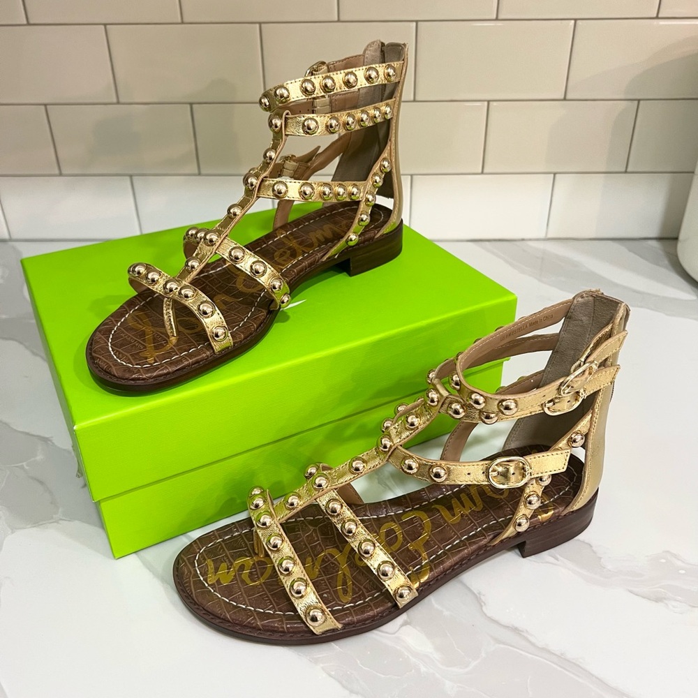 NWT- Sam Edelman Estella Gold Studded Gladiator Sandals - Size 7